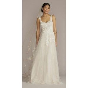 Wedding dress Beaded floral appliqué corset gown NWT sz 4 sweetheart A-line boho